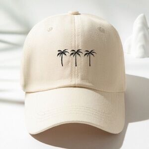 Cream Palm Tree Embroidered Baseball Cap